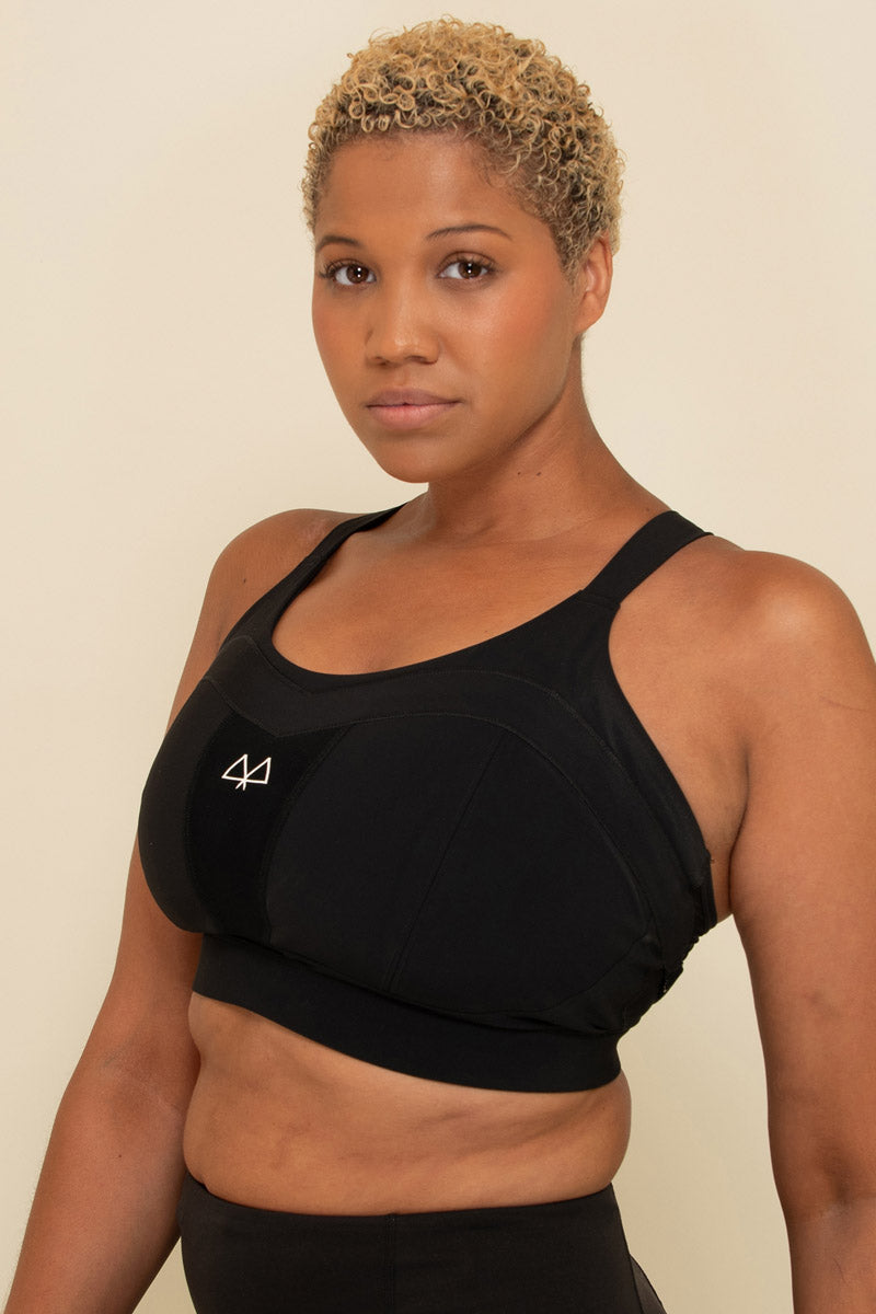 SlimMe By MeMoi Women`s High impact sports bra, XL, Black 