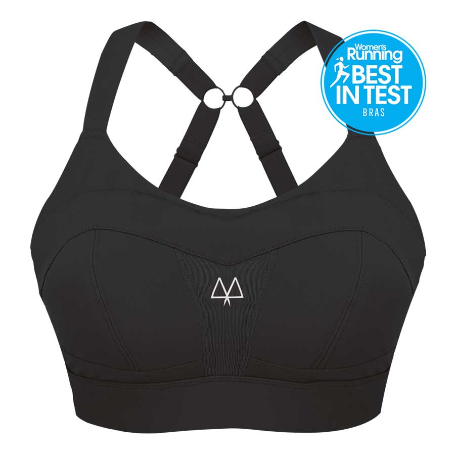 MAAREE Black High-Impact Solidarity Sports Bra, Best for High Support Sports such as Running and High-Impact Gym Workouts with Best in Test Logo from Womens Running